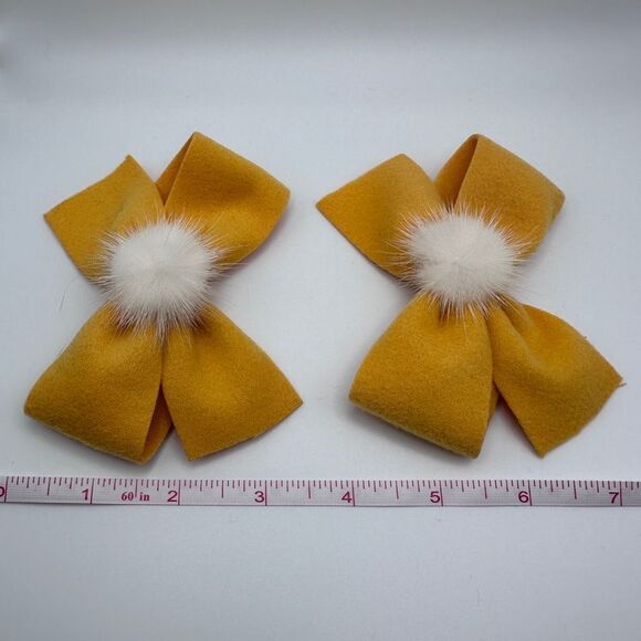 Soft Yellow Bow Hair Clip, Set of 2, New - Picture 3 of 4
